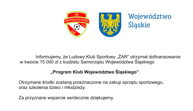 Dofinansowanie z Samorządu Województwa Śląskiego